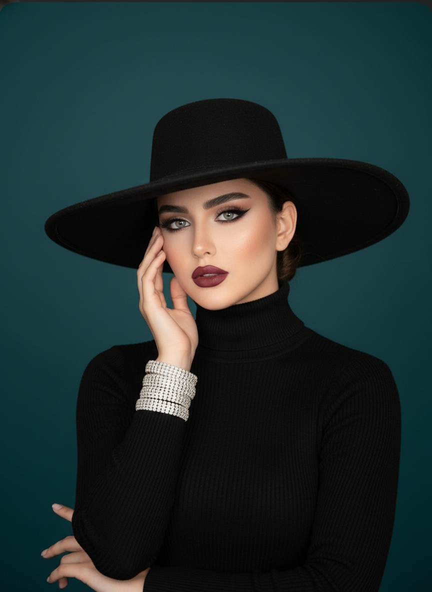 Sophisticated Elegance in Teal Portrait AI Photo Prompt for Girls