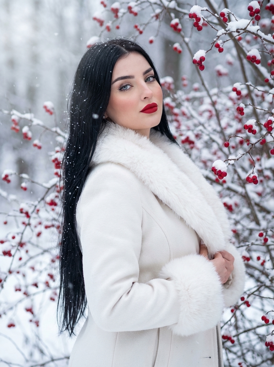 Crimson Snowfall Muse Aesthetic AI Photo Prompt for Girls