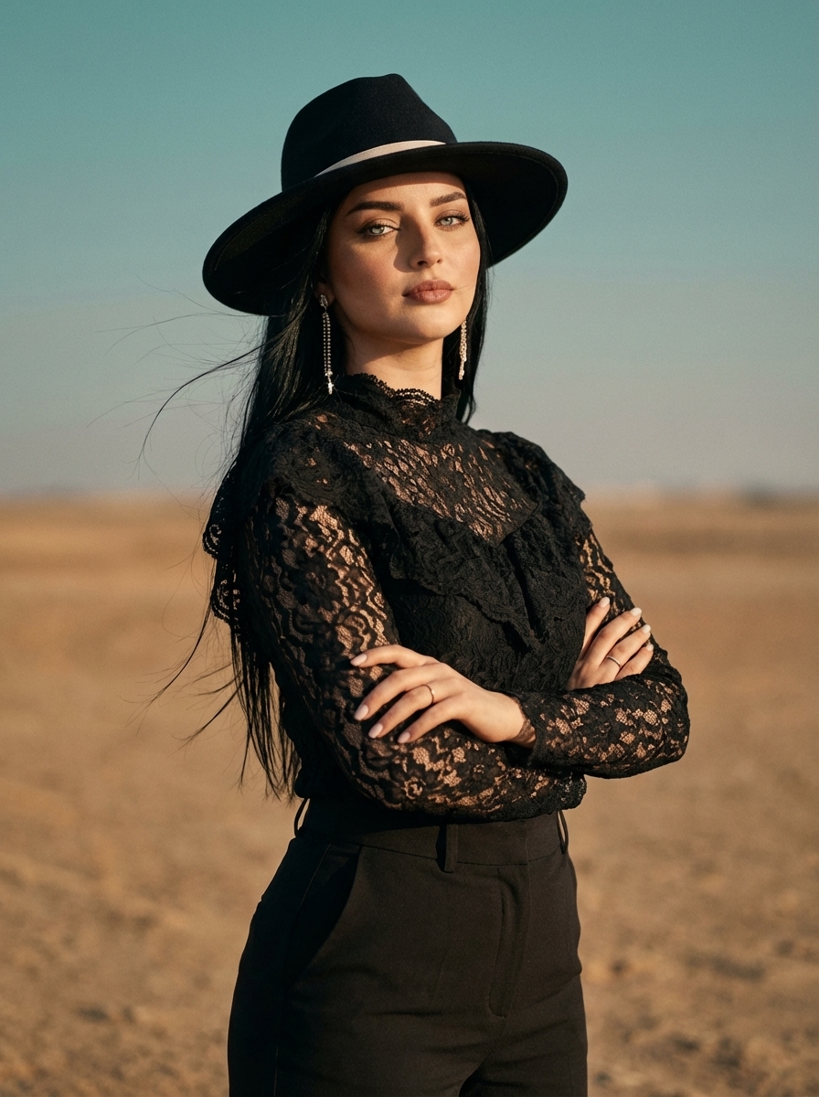 Desert Noire Elegance Portrait AI Photo Prompt for Girls