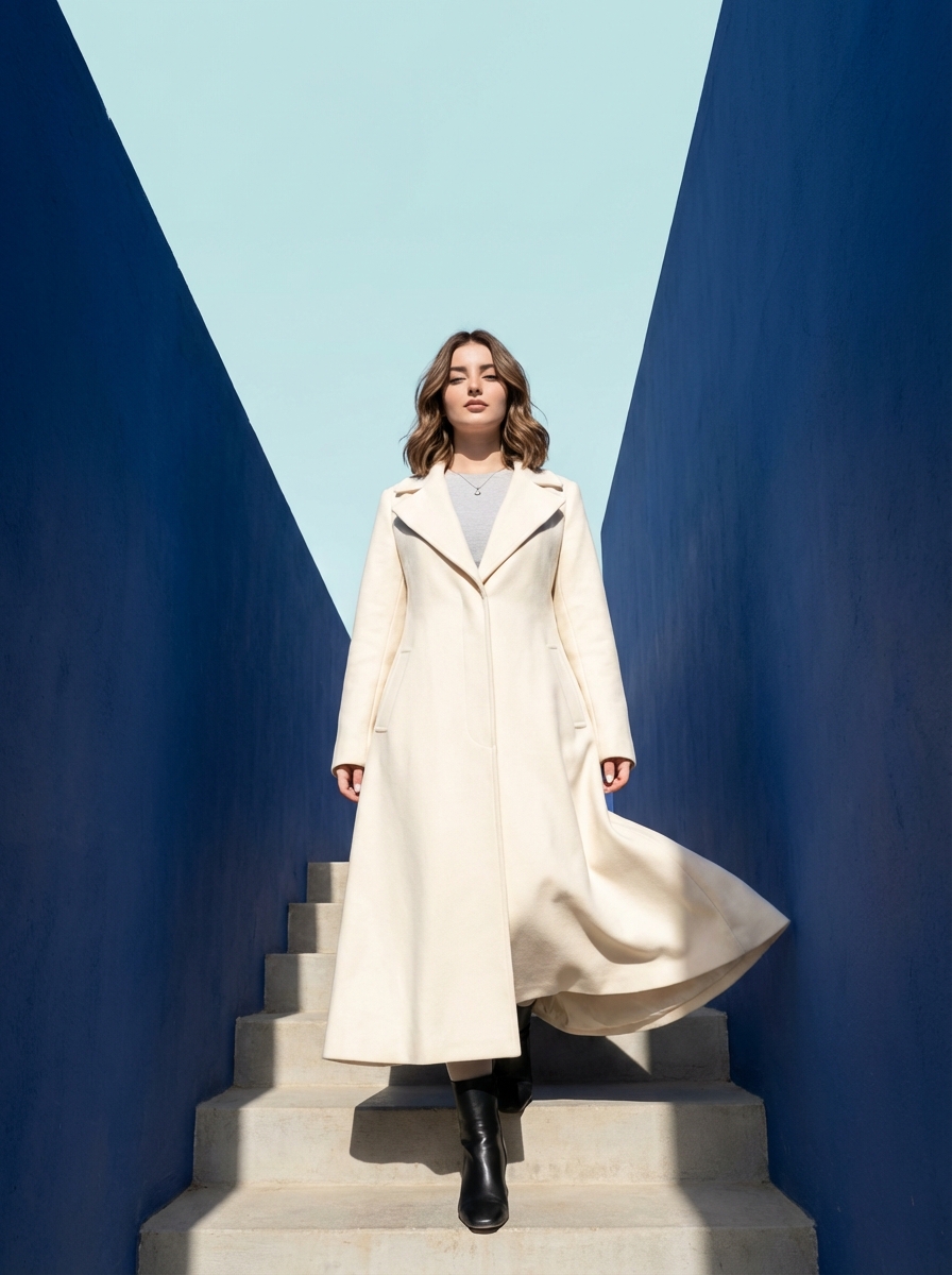 Cobalt Corridor Descent Aesthetic AI Photo Prompt for Girls
