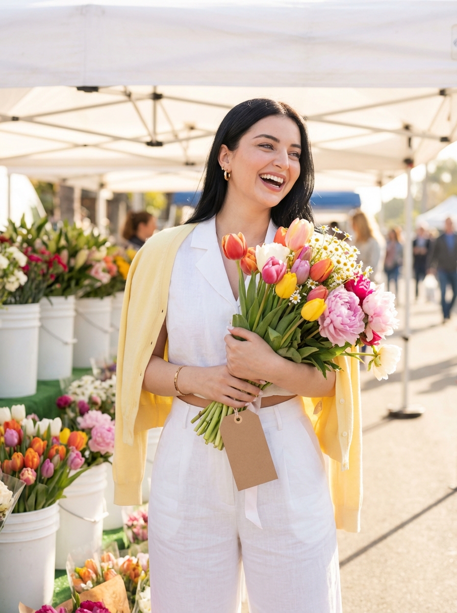 Flower Market Aesthetic AI Photo Prompt for Girls