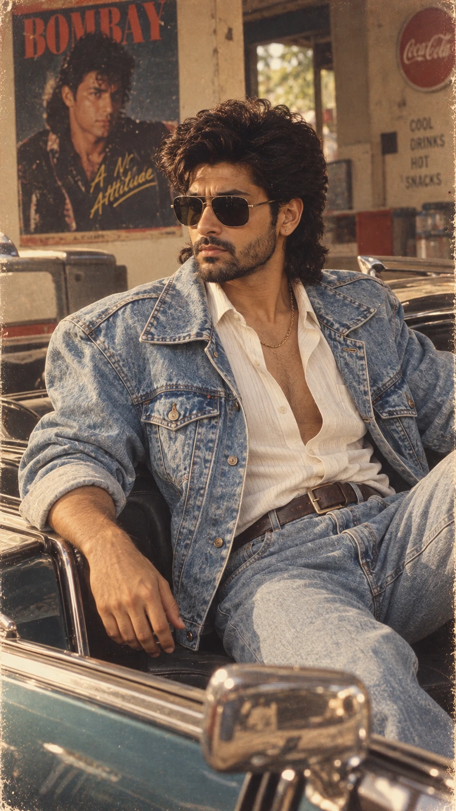 1980s Double Denim Retro AI Photo Prompt for Boys — AI photo prompt example