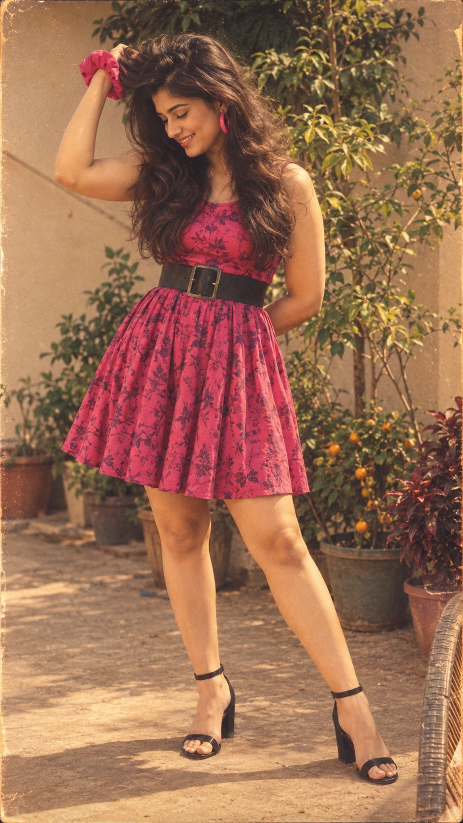 1980s Floral Dress AI Photo Prompt for Girls — AI photo prompt example
