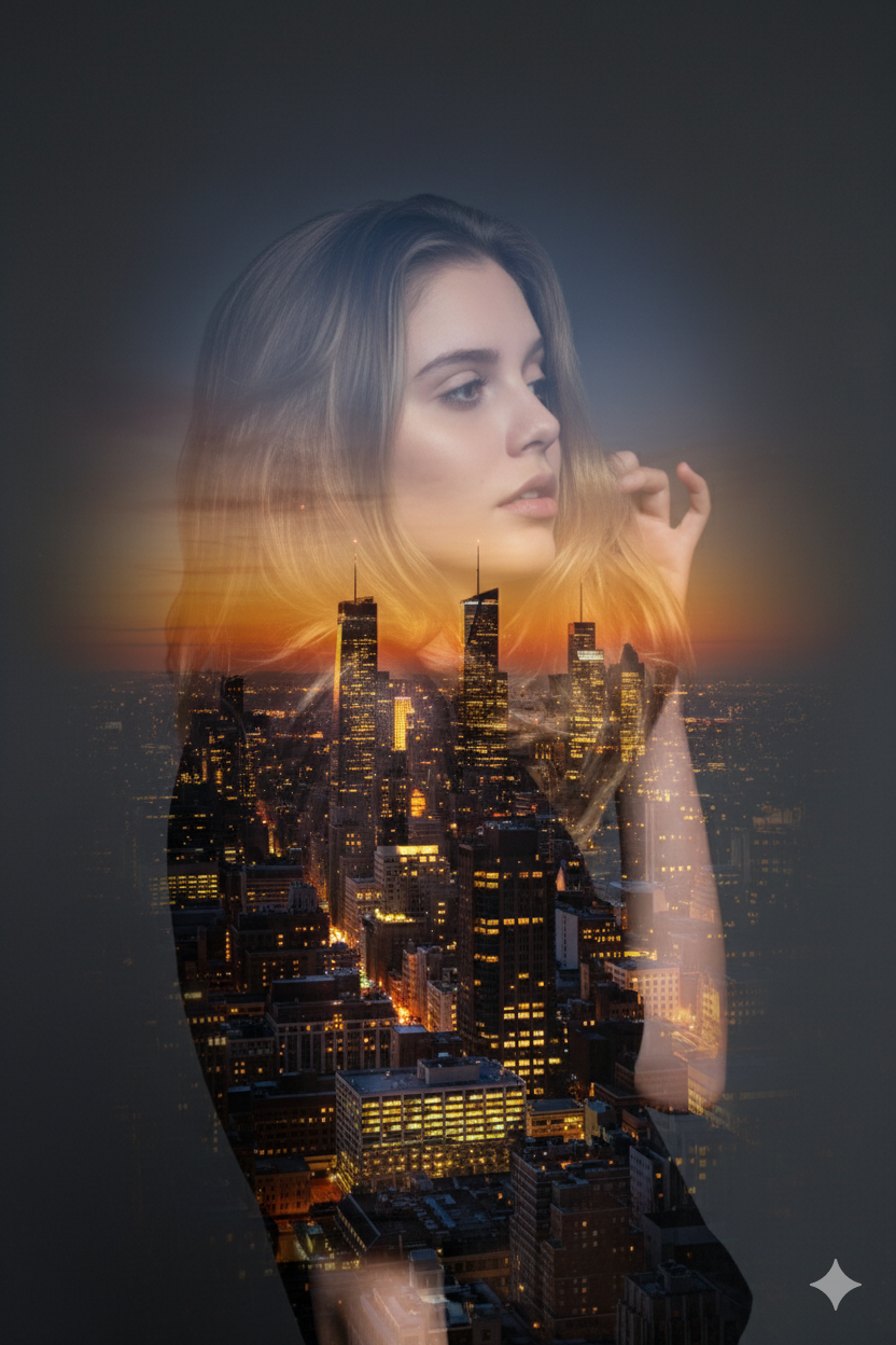 City Within the Mind Collage AI Photo Prompt for Girls