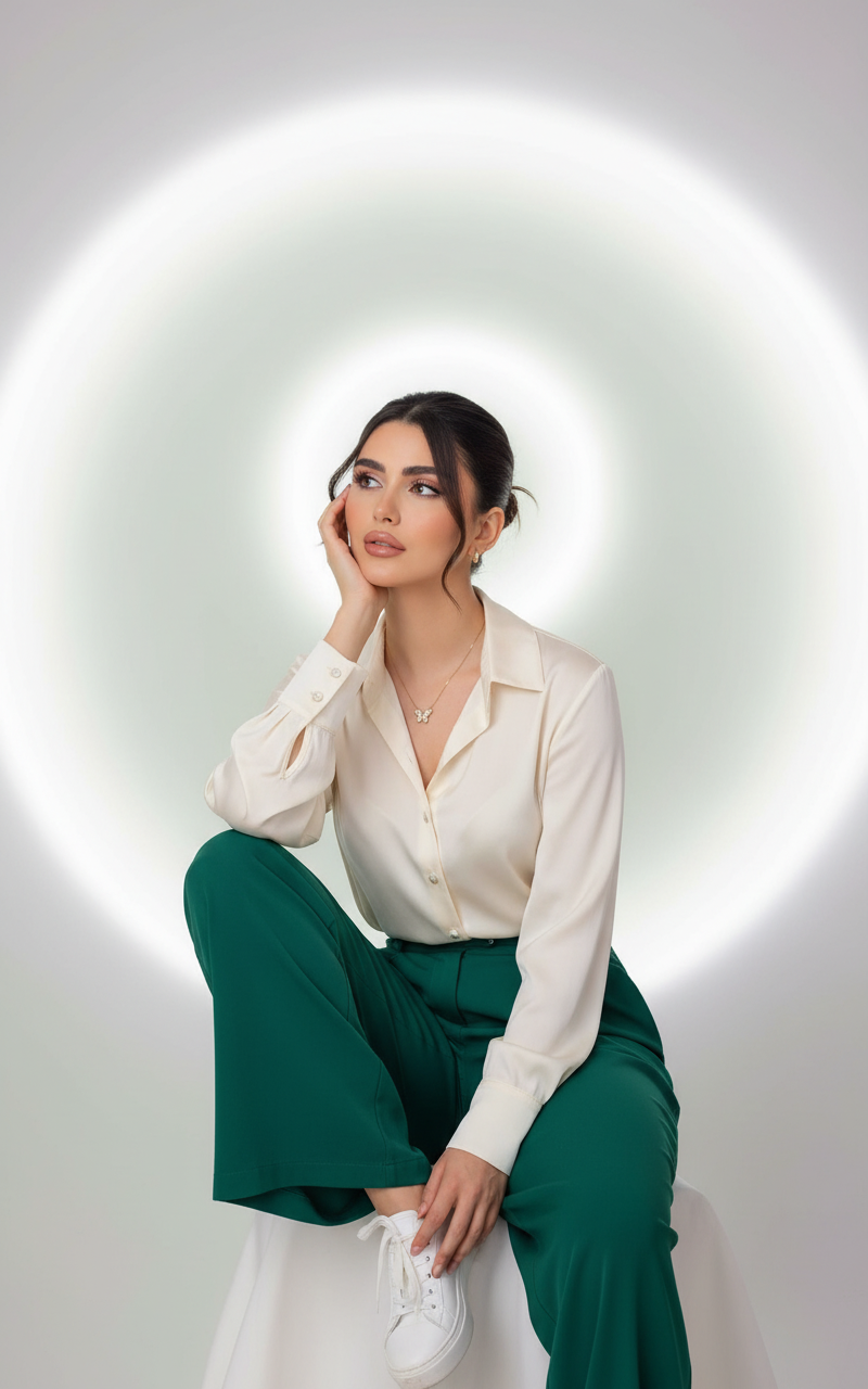 Serene Minimalist Reflection Portrait AI Photo Prompt for Girls