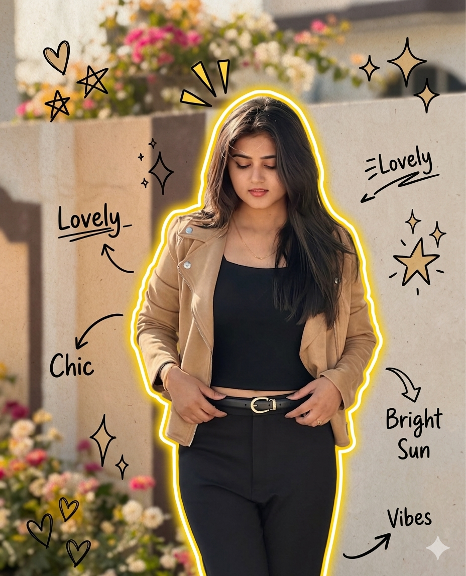 Modern aesthetic photo collage Cartoon AI Photo Prompt for Girls