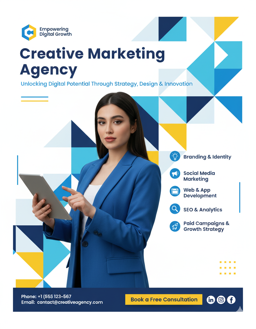 Marketing Agency Banner Collage AI Photo Prompt for Girls