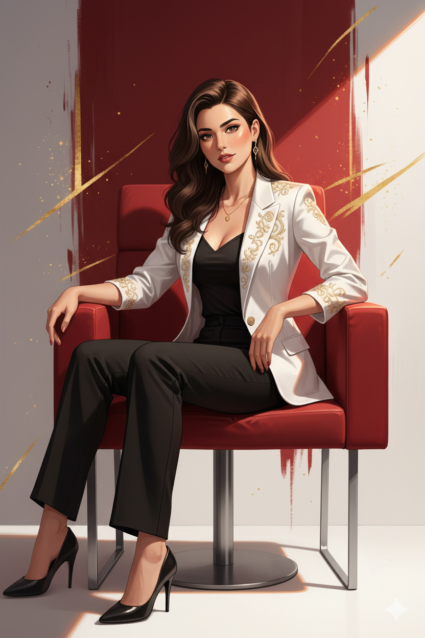 Scarlet Confidence Portrait AI Photo Prompt for Girls