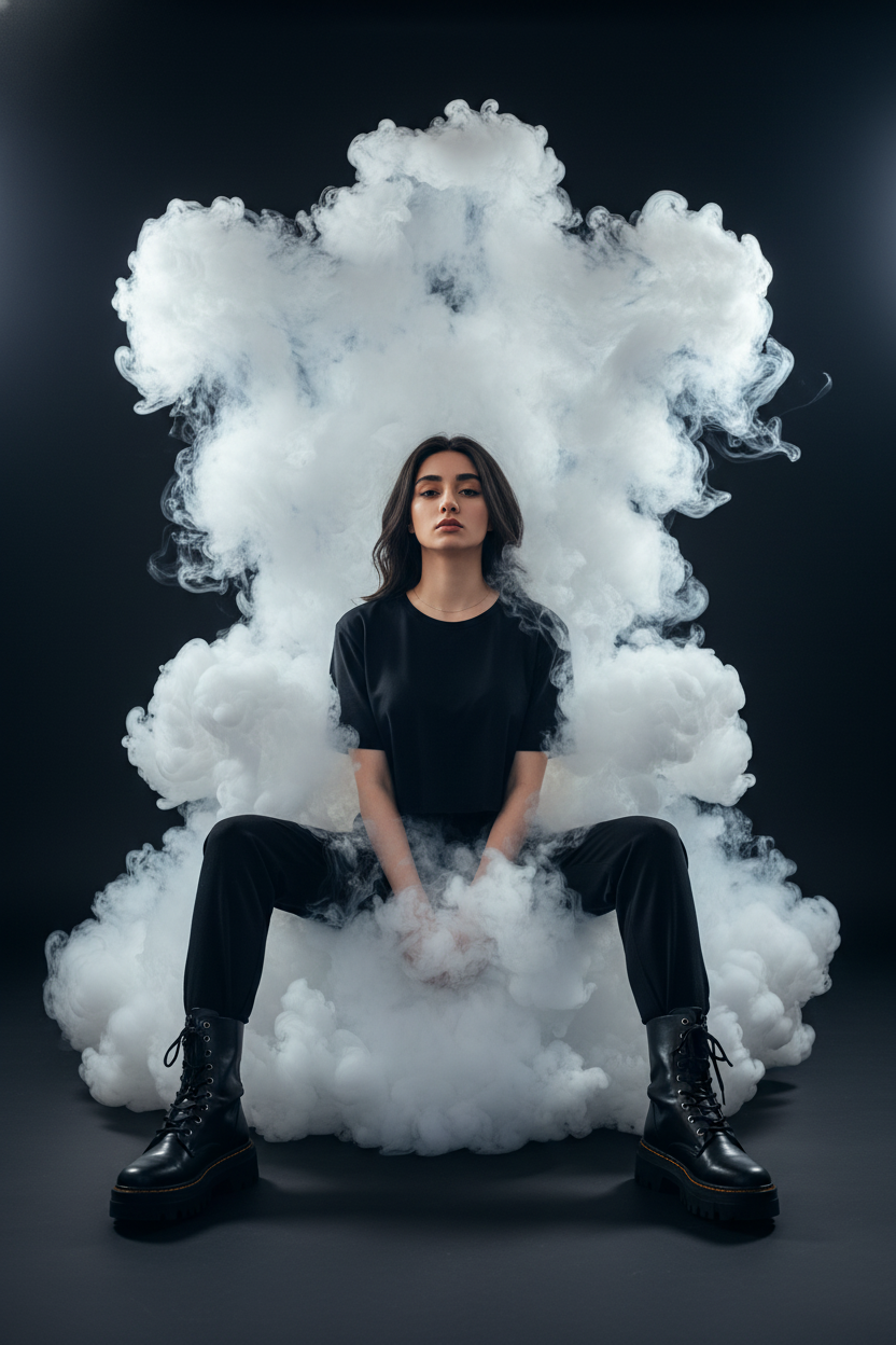Smoke Throne 👑 Cinematic AI Photo Prompt for Girls