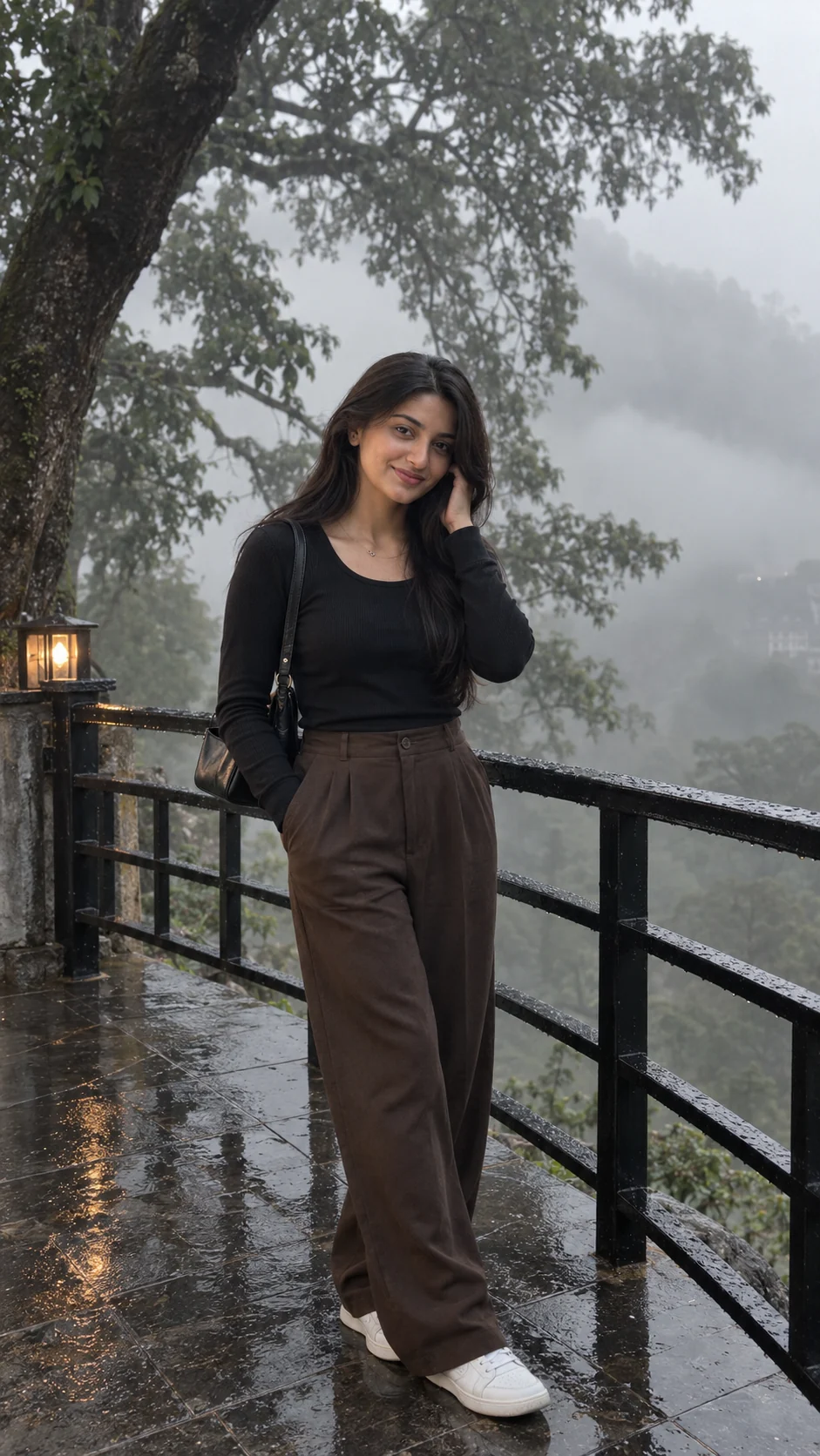 Aesthetic Foggy Morning AI Photo Prompt for Girls — AI photo prompt example