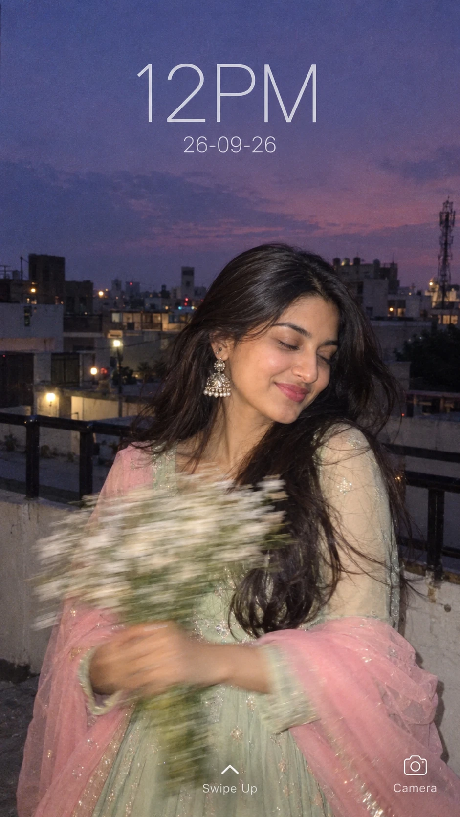 Aesthetic Girl Photo Prompt – Motion Blur Flowers