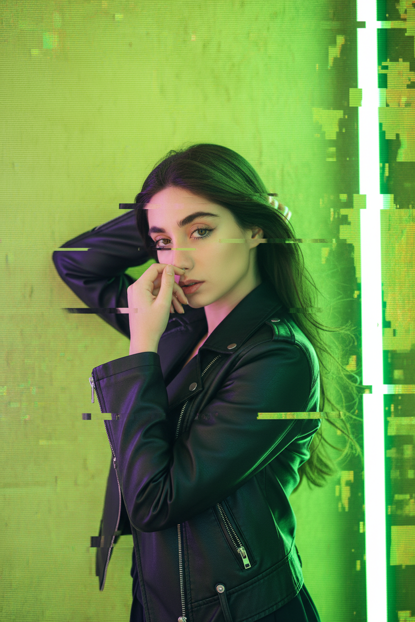 Neon Faultline Cinematic AI Photo Prompt for Girls