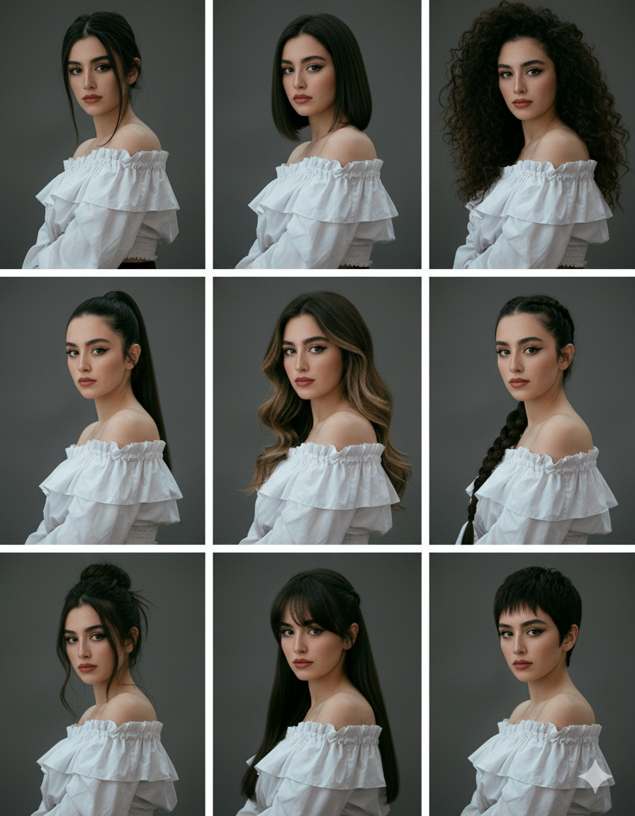 Hairstyles Collage AI Photo Prompt for Girls