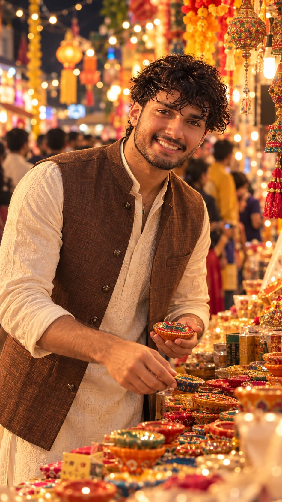 Cream Kurta and Jacket Diwali AI Photo Prompt for Boys β AI photo prompt example