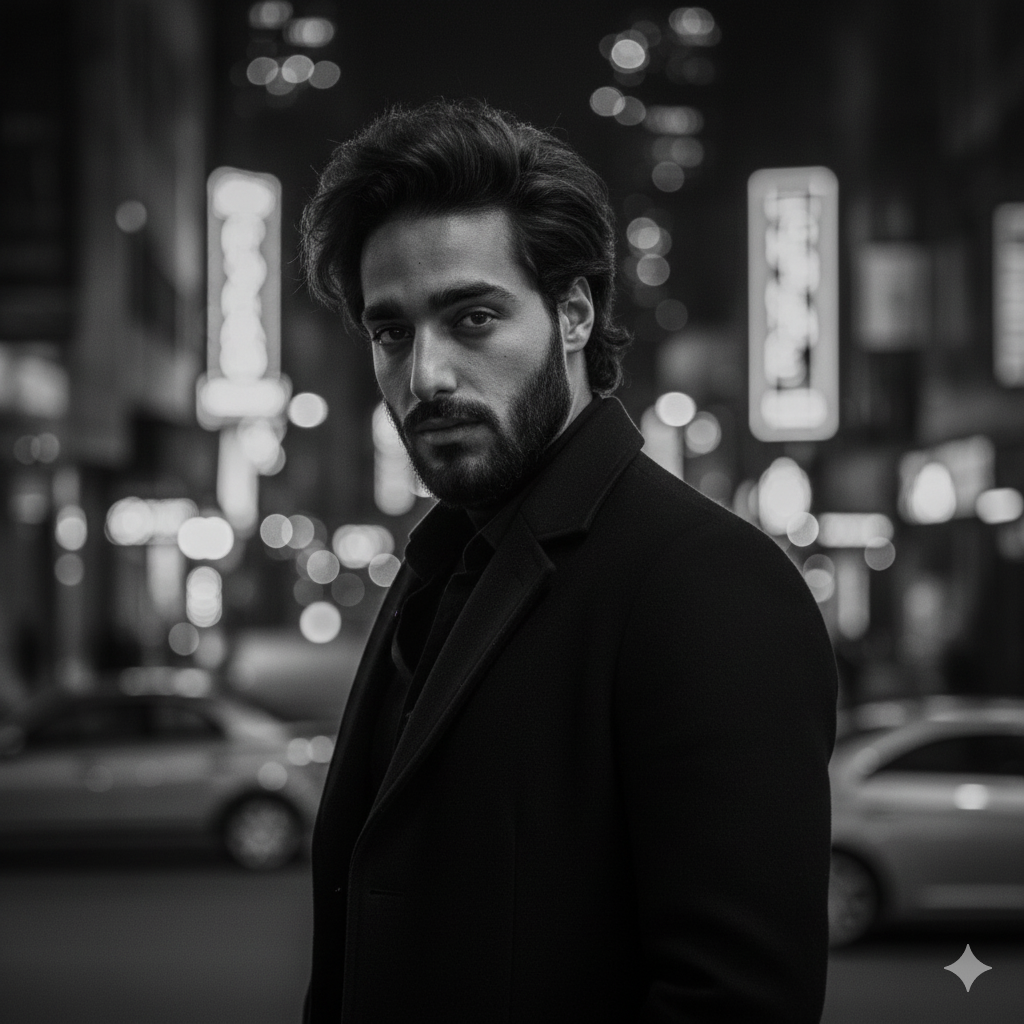 Urban Noir Portrait Cinematic AI Photo Prompt for Boys