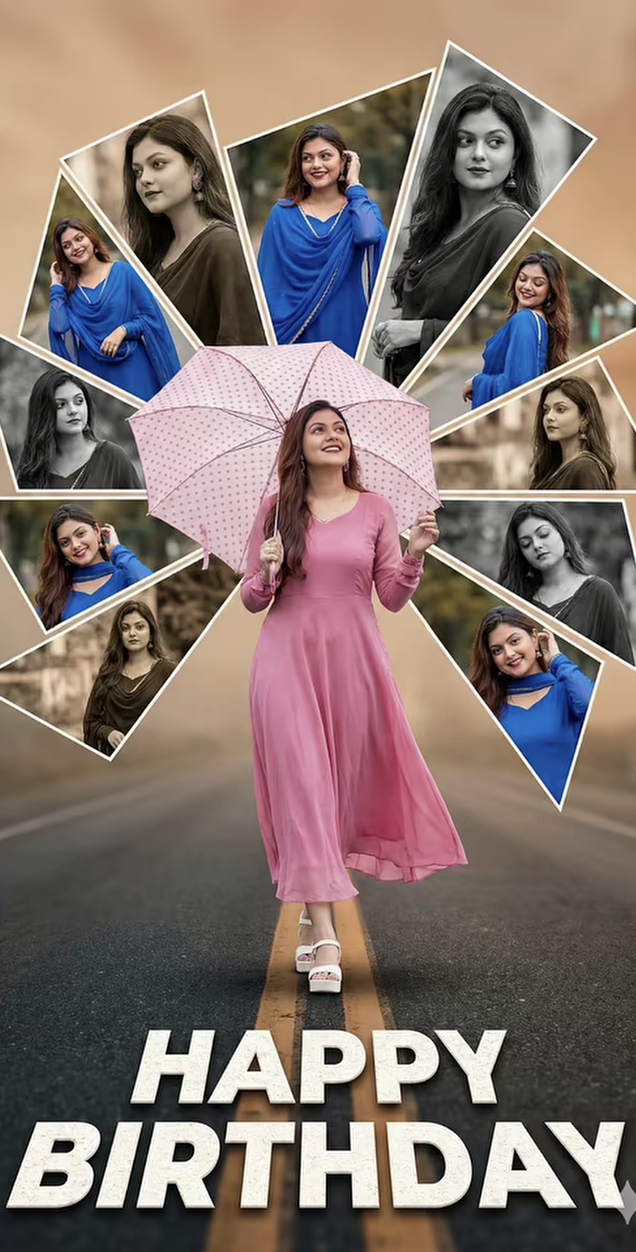 Happy Birthday Collage AI Photo Prompt for Girls