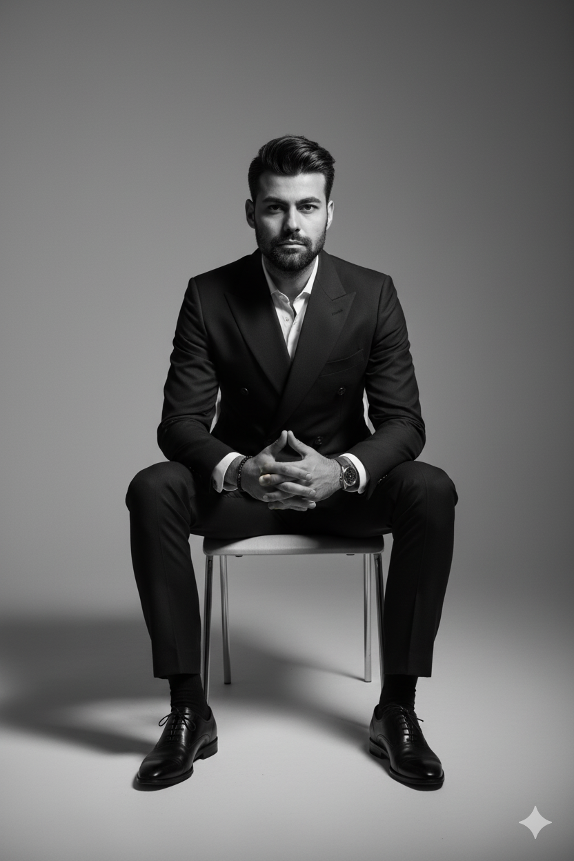 Black & White Portrait AI Photo Prompt for Boys