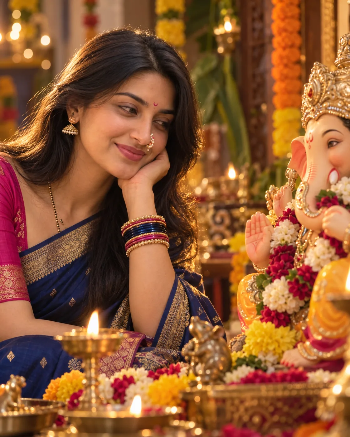 Ganpati Aarti AI Photo Prompt for Girls — AI photo prompt example