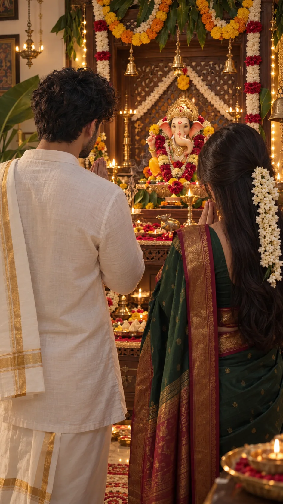 Ganpati Puja AI Photo Prompt for Couple — AI photo prompt example