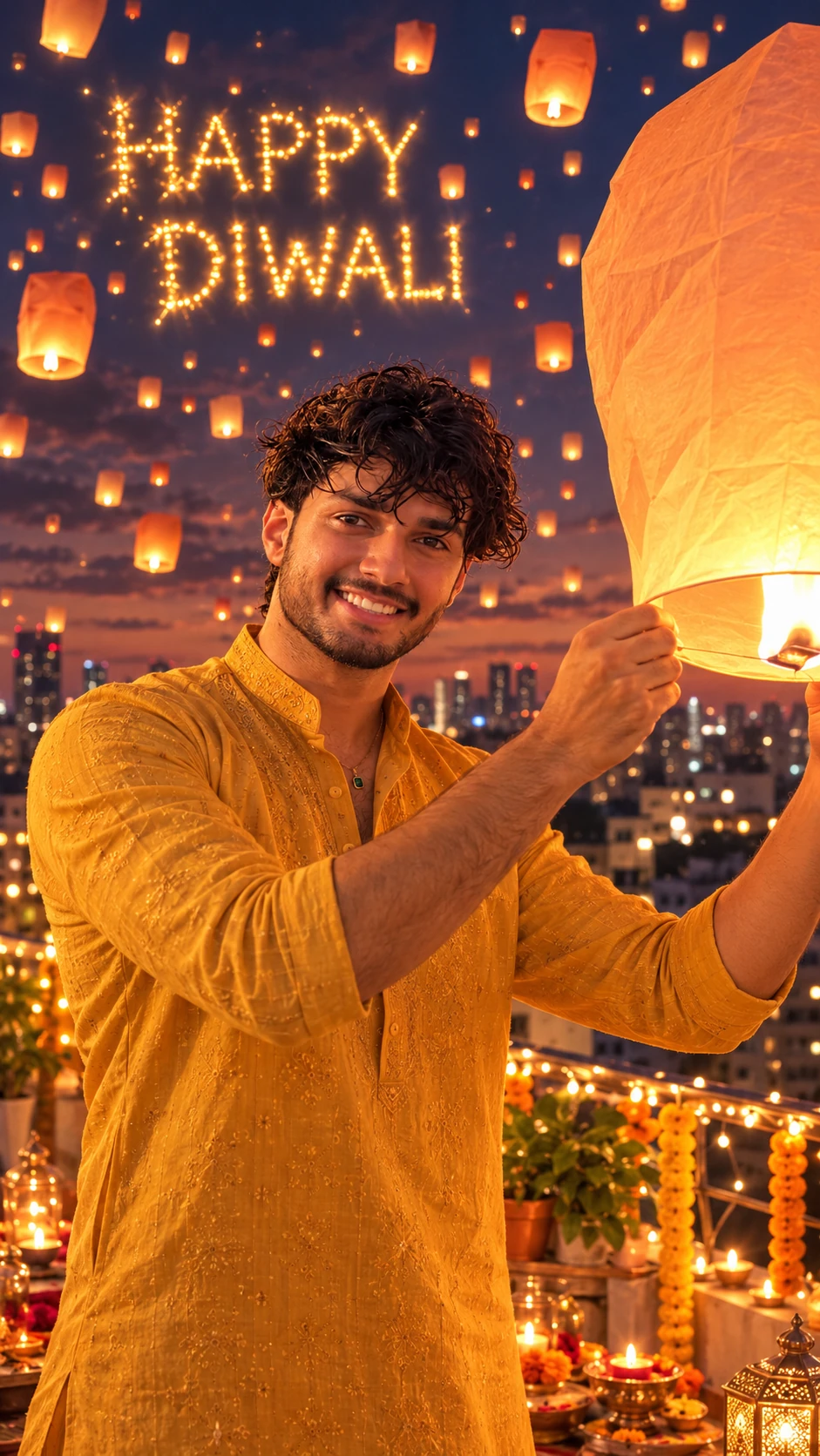 Happy Diwali Sky Lantern AI Photo Prompt for Boys β AI photo prompt example