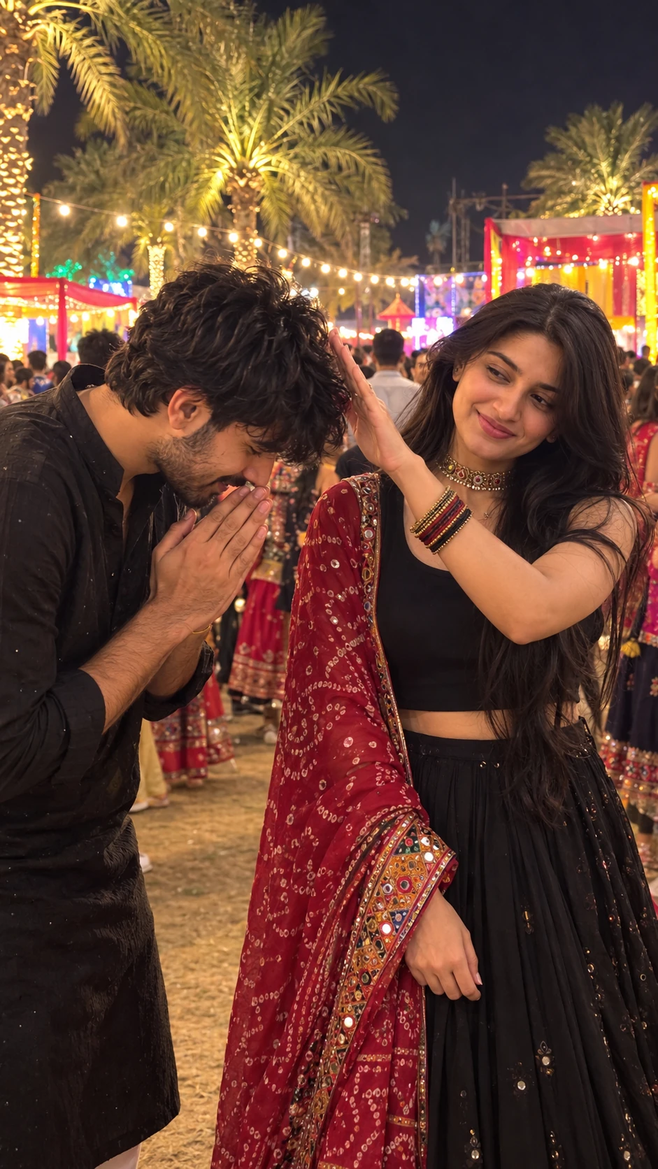 Navratri Garba Couple Funny Blessing AI Photo Prompt