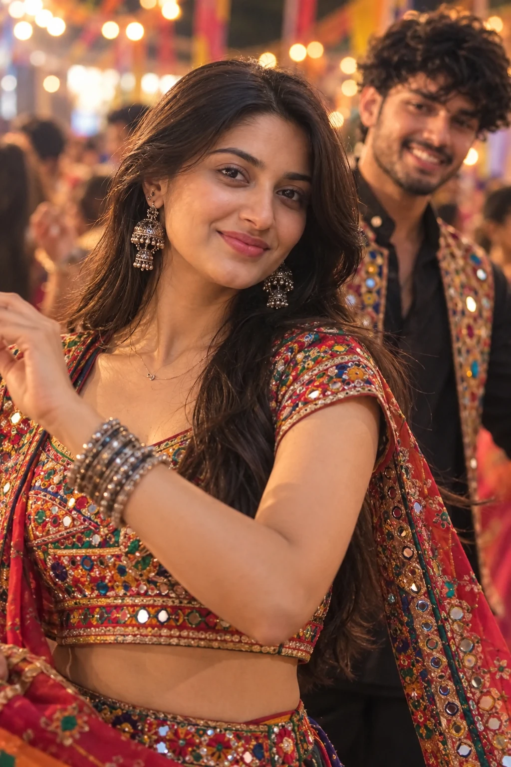 Navratri Garba Girl Colorful Chaniya Choli Dandiya