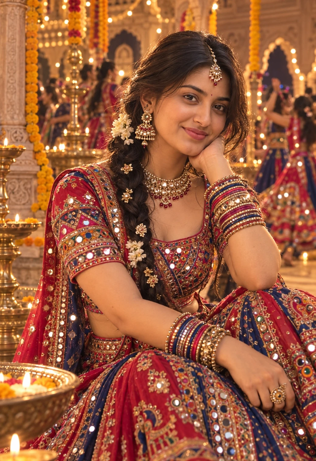 Navratri Garba Girl Traditional Lehenga at Temple