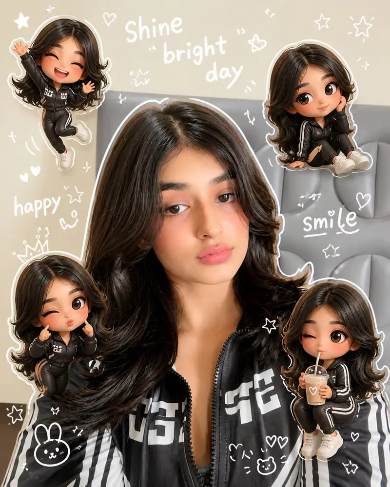Cartoon Style Photo Prompts Collage AI Photo Prompt for Girls