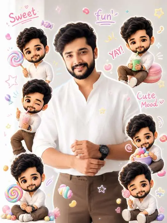 Chibi Cartoon Prompt Collage AI Photo Prompt for Boys