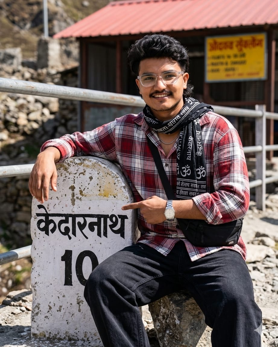 Kedarnath Road KM Stone Prompt