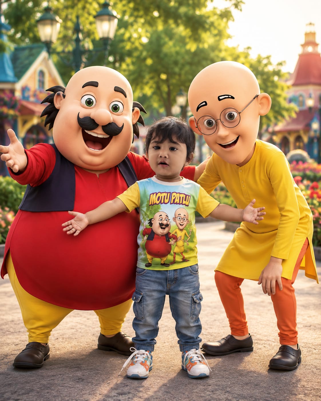 Kids Photo With Motu & Patlu