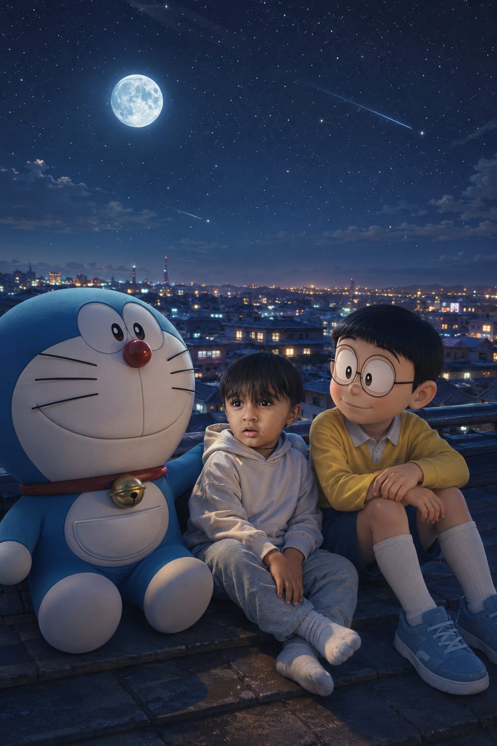 Doraemon Photo With Kid Prompts — AI photo prompt example