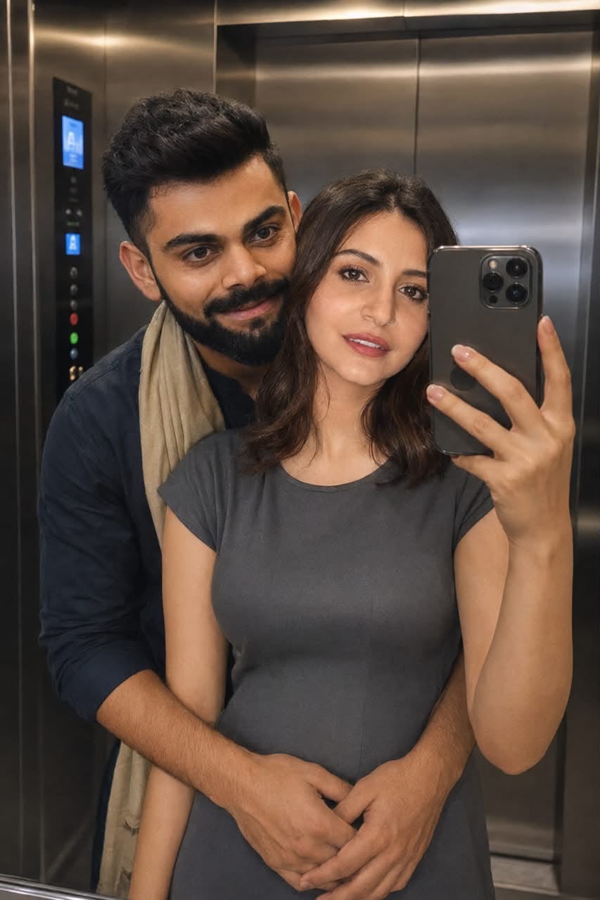 Realistic Couple Mirror Selfie AI Photo Prompt