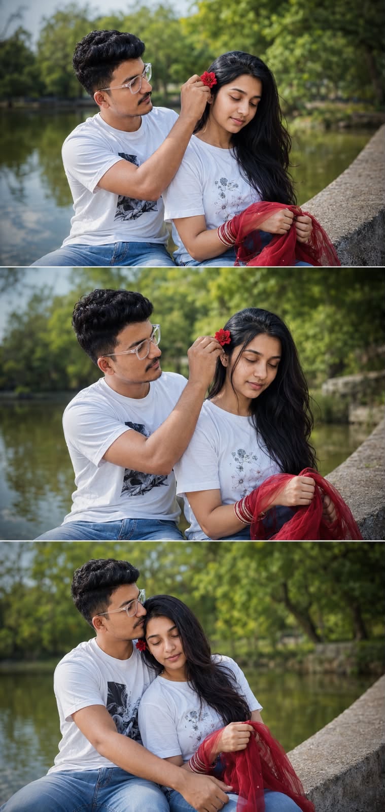 Lakeside Couple Love Edit Aesthetic AI Photo Prompt