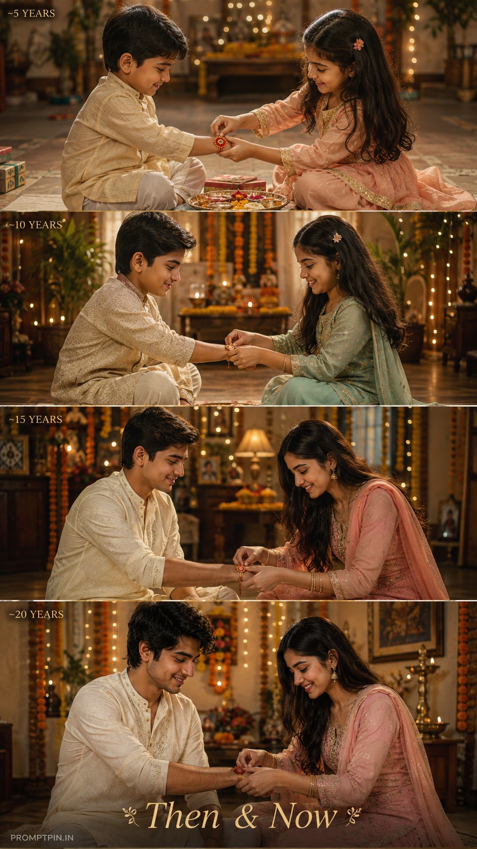 Raksha Bandhan Timeline AI Photo Prompt Siblings Growing Up — AI photo prompt example