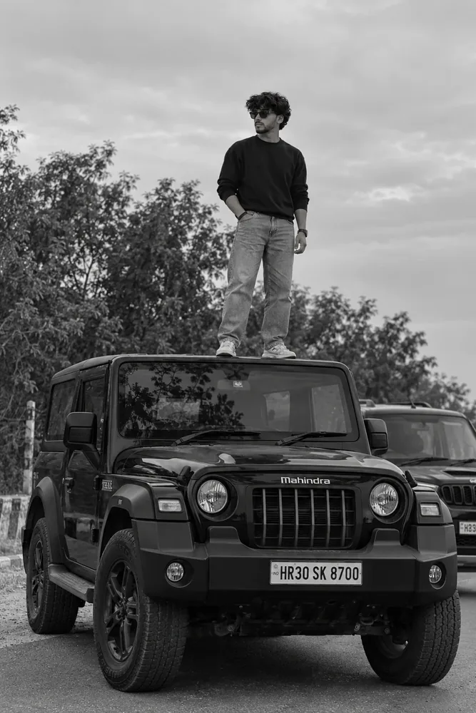photo prompt — Standing on Thar Roof AI Photo Prompt for Boys