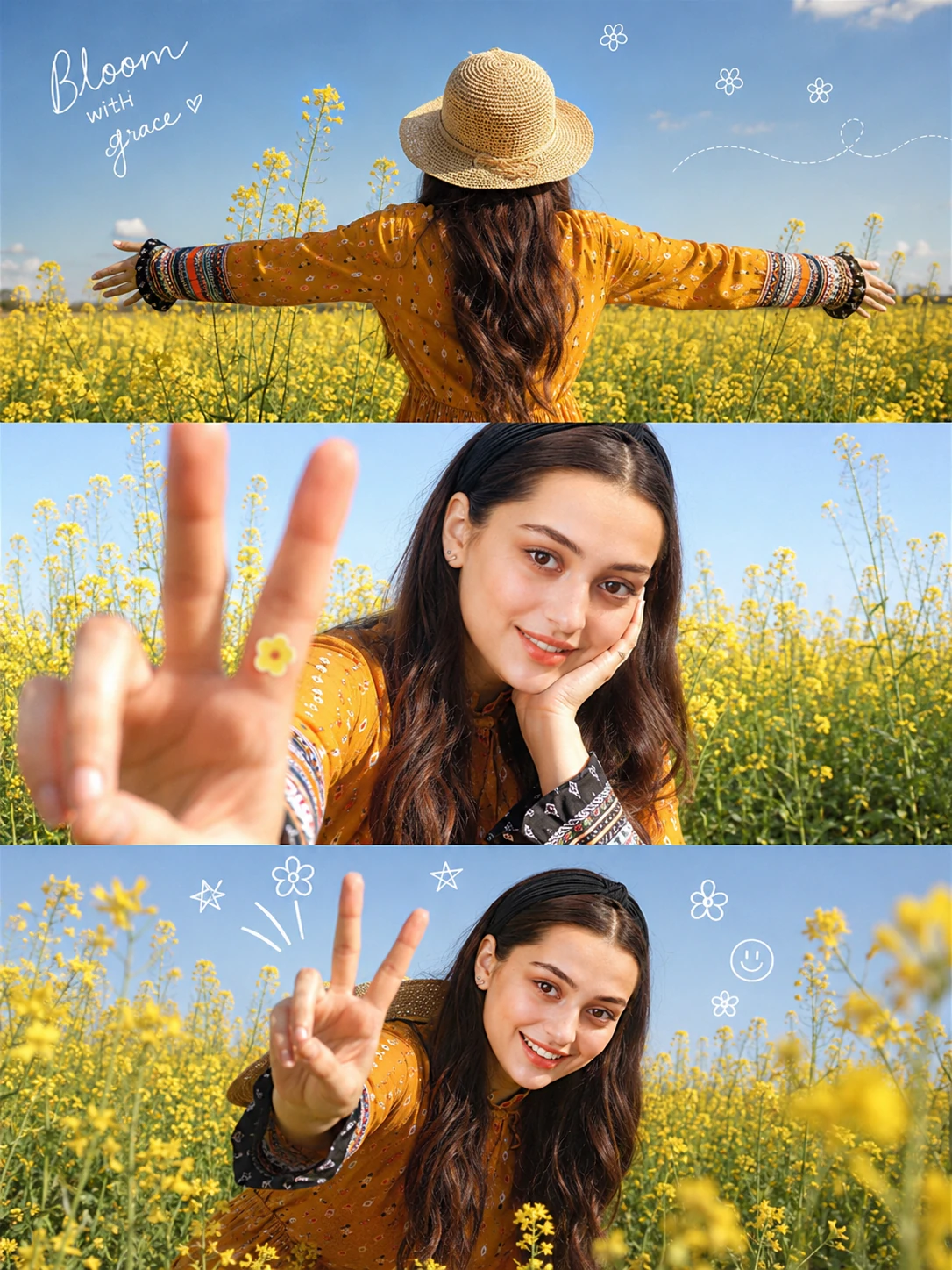 Viral Flower Field AI Photo Collage Prompt — AI photo prompt example