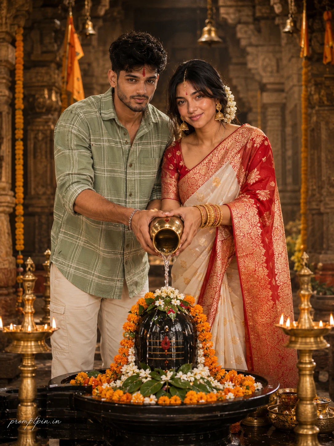Divine Shiv Puja Couple AI Photo Editing Prompt