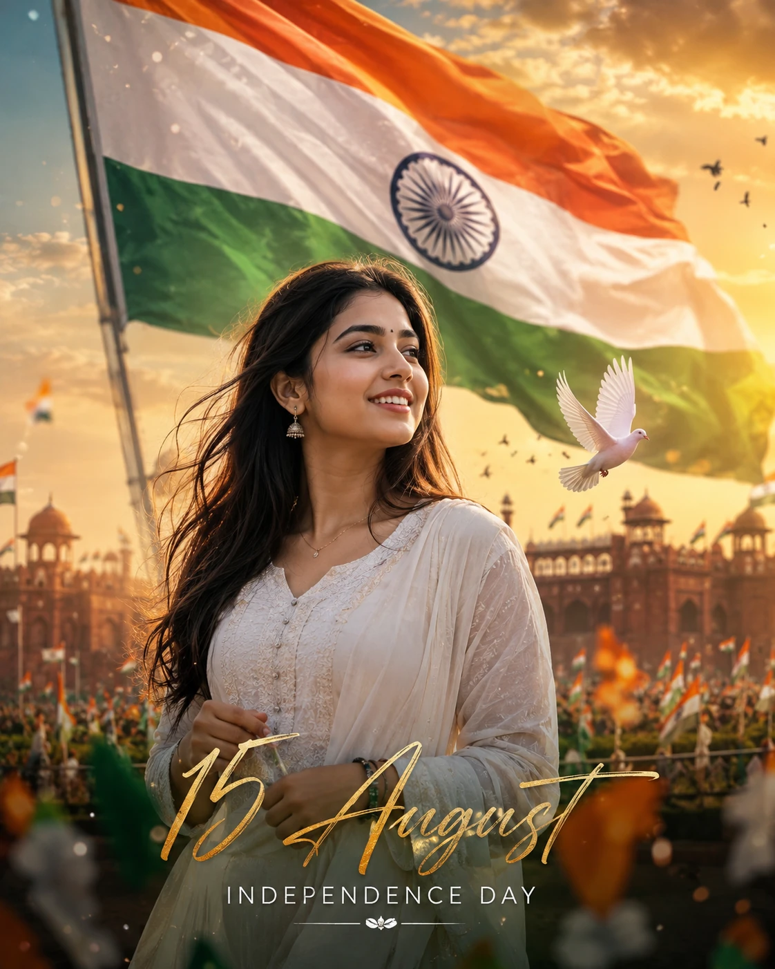 AI Independence Day Poster Prompt: Create a Stunning 8K Indian Girl Portrait