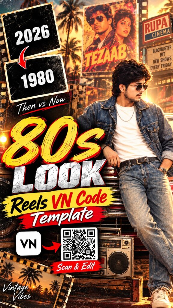 Viral 1980s Look Reels VN Code Template poster